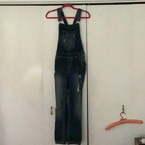 Juniors Wallflower Distressed Denim Overalls